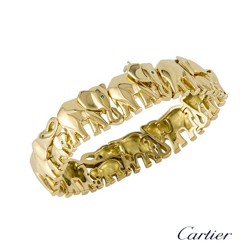 Cartier 18k Yellow Gold Khandy Elephant Bracelet | Rich Diamonds